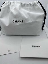 2 Chanel Bolsa de Algodón Blanco con Cordón + Sobre + Tarjeta de Nota Cosmético de Viaje