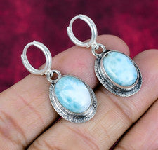 Maravillosos pendientes de joyería para mujer hechos a mano de plata de ley 925 con piedras preciosas Larimar