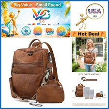 Mochila de cuero sintético para mujer Cartera Moda Convertible Bolso de hombro - Anti-T...
