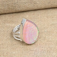 Anillo de plata de ley 925 hecho a mano con piedras preciosas de ópalo triple rosa joyería