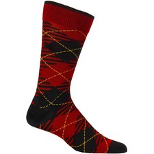 Para Hombres George Moda Crew Vestido Calcetines Rojo/Negro Cuadros Argyle 1 Par Talla 6-12