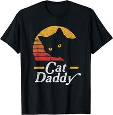 Camiseta Cat Daddy Vintage Estilo Años Ochenta Gato Retro Envejecido
