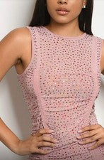 "Vestido para mujer malva con piedra"