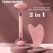 Juego de rodillos faciales de resina y Gua Sha masajeador facial herramienta para el cuidado de la piel rosa verde negro