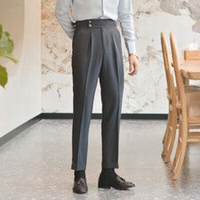 Pantalones largos rectos de negocios para hombre Pantalones estilo británico Cintura alta