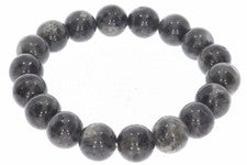 Pulsera de piedras preciosas de bola de 10 mm negra labradorita 10S190 - G individual