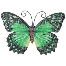 1 pieza artesanal de hierro colgante de pared mariposa verde adorno para el hogar decoración elegante