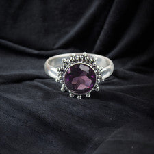 Anillo de plata esterlina 925 con piedras preciosas de amatista africana hecho a mano joyería anillo regalo