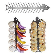 Pincho de acero inoxidable?e en forma de pescado?tenform 30 cm x 6,2 cm para asar y asar a la parrilla