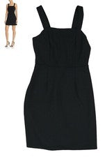 Vestido Aqua Color Sólido Texturizado Sin Mangas Bodycon Estilo Mini Largo S Nuevo con Etiquetas Negro