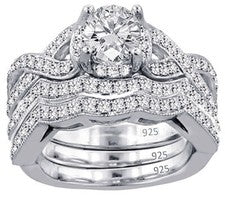 Anillo de Plata Real 925 Esterlina Mujeres Conjunto de Joyería Banda Natural Niña Vendedor de EE. UU.