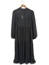 Vestido casual mujer NA-KD maxi línea A manga larga azul talla 32