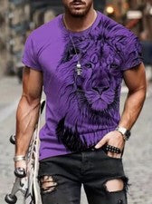 Camisetas Art Lion con estampado gráfico 3D moda manga corta ligeras y sedosas