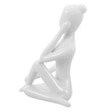 Delicada escultura de yoga de cerámica blanca decoración de yoga de escritorio para sala de estar