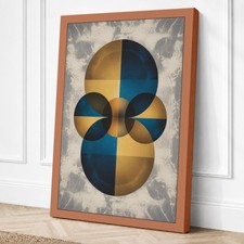 Formas circulares en lienzo geométrico dorado y azul impresión arte de pared decoración del hogar