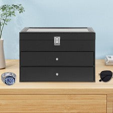 24 Slot Box Schmuckbox Aufbewahrung Koffer für Uhren und Brillen Glasses Box