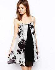 Para mujeres Vestido Floral Plisado Columpio Damas Sin Mangas Fiesta Moda Vestidos 6-16