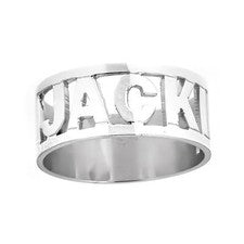 Anillo personalizado con nombre de letra de bloque abierto de plata de ley .925, 3,5 gramos