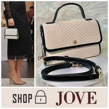 NUEVO $600 Bandolera Tory Burch Emerson Acolchada Patente Crema Marfil Mini Mango Superior