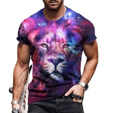 Camiseta Hombre Moda Rosa León Manga corta Gráfico Casual Camisa Ultra Suave Tee