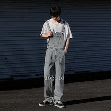 Pantalones retro sueltos de pierna recta para hombre pareja monos de algodón tirantes vintage