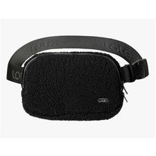 Bolso Bandolera Lole Nuevo sin Etiquetas Negro Sherpa Polar Paquete Cintura Ajustable