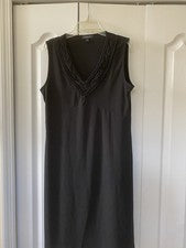 Vestido Mujer-110 OESTE-negro tejido elástico diseño elevado cuello en V sin mangas-8