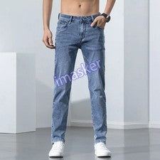 Nuevos Pantalones de mezclilla para hombre Pies ajustados elásticos Moda Informales Pantalones de calle Pantalones depor