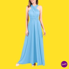 Maxi vestido para mujer IWEMEK multidireccional, vestido envolvente convertible, azul claro, Reino Unido 6
