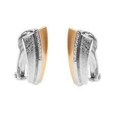 Pendientes con circonitas piedras pendientes plata real 925 mate hielo bicolor oro rosa