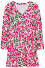 Vestido para mujer - Vestido estampado rosa verde - Mini vestido - Pequeño - Jersey de algodón