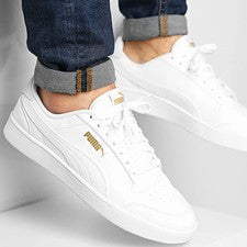 Para Hombres Puma Clásico Estilo Cancha Entrenador Todas las Tallas del Reino Unido Blanco Dorado Nuevo en Caja