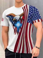 Camiseta bandera EE. UU.cruz águila americana camisetas novedosas moda hombres