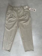 Jordache vintage E.T.A. Ropa Hombre Pantalones Pantalones Pantalones Plisados Caqui 38x32 Nuevo con Etiquetas