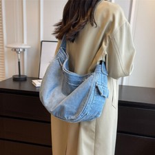Bolso de mano informal japonés de mezclilla carteras bandolera moda escuela bolsos de hombro