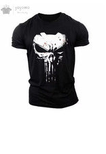 Camiseta Punisher Calavera Negra Camiseta Gráfica Para Hombre Manga Corta Estilo Cómic Top