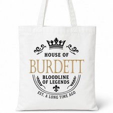 Bolso de Mano BURDETT Family Surname House Of White Algodón