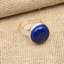 Anillo de plata de ley 925 hecho a mano con piedras preciosas de lapislázuli joyería