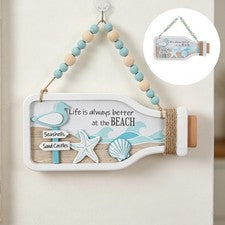 Decoración de pared rústica del océano - Arte de pared de madera para habitación de playa con cuentas rústicas - Verano