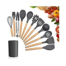 Set de utensilios cocina de silicona 12 piezas juego para cocinar con mango