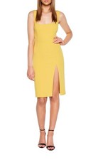 Nuevo con etiquetas Vestido Bardot Leila Amarillo Sin Mangas abertura Alta Para Mujer Talla 4 XS