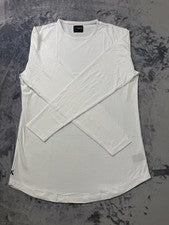Camiseta Cuts Clothing Manga Larga Crew Calce Alargado Dobladillo Curvo Para Hombre Mediana Blanca