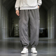Hombres Informales Gran Tamaño Pantalones Sueltos Pana Chino Botón Estilo Bloomers Pantalones