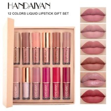 Juego de 12 lápices labiales líquidos mate esmaltados belleza brillo labial de larga duración Handaiyan