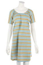 Vestido WEIZ COPENHAGEN rayas brillantes S azul cielo curry amarillo COPENHAGUE NUEVO