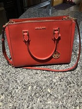 Bolso de mano mensajero Michael Kors "HOPE" GRANDE para mujer. Rojo llama. 35TOGWXS3L. Nuevo con etiquetas.