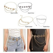 Moda Mujer Cintura Cadena Cinturón Metal Cintura Vestido Conjunto Cadena Cuerpo