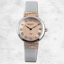 Regent Reloj de Pulsera Mujer Análogo Pulsera de Metal Plata Oro Rosa