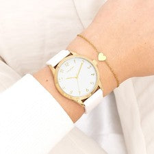 Oozoo Reloj De Pulsera Para Dama Timepieces Analógico De Cuero Blanco UOC11325