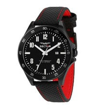 SECTOR Orologio Da Polso Uomo Nero Pelle Nera 43 MM Quarzo Analogico